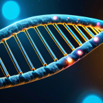 A highly detailed, conceptual illustration of the CRISPR-Cas9 gene-editing system in action. An intricate double helix DNA strand is being precisely targeted and cut by a glowing, advanced molecular enzyme (Cas9) guided by a distinct RNA molecule. The scene is set within a futuristic, sterile laboratory environment, illuminated by soft, scientific light. This image emphasizes precision and technological sophistication. High resolution, macro photography, scientific accuracy, sharp focus, vibrant color scheme, professional digital art, perfect anatomy, correct proportions, safe for work, appropriate content, fully clothed, professional, family-friendly.